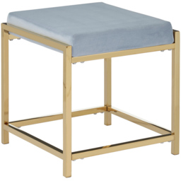 Premier Housewares Allure Gold and Powder Blue Velvet Stool - thumbnail 2