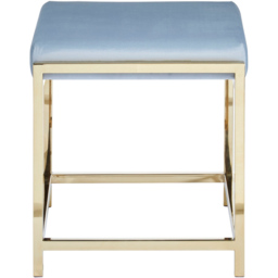 Premier Housewares Allure Gold and Powder Blue Velvet Stool - thumbnail 3
