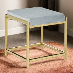 Premier Housewares Allure Gold and Powder Blue Velvet Stool