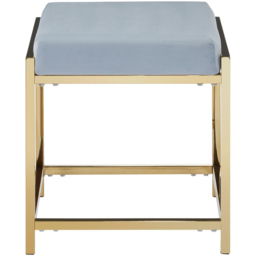 Premier Housewares Allure Gold and Powder Blue Velvet Stool - thumbnail 4