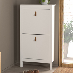 Florence Barcelona 2 Flip Down Doors White Shoe Cabinet