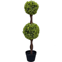 Leaf Double Ball Topiary Green Boxwood Artificial Tree in Pot 90cm - thumbnail 1