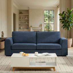Matilda 3 Seater Blue Fabric Sofa