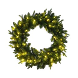 Amber Charm Green LED Wreath and Garland Set