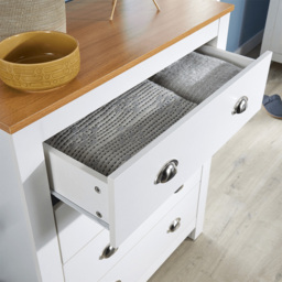 Home Source White 4 Drawer Oak Top Chest of Drawer - thumbnail 4