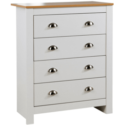 Home Source White 4 Drawer Oak Top Chest of Drawer - thumbnail 2