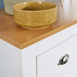 Home Source White 4 Drawer Oak Top Chest of Drawer - thumbnail 3