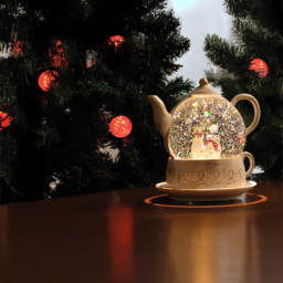 Xmas Haus Warm White LED Snow Swirl Glitter Teapot Christmas Decoration 20cm - thumbnail 3