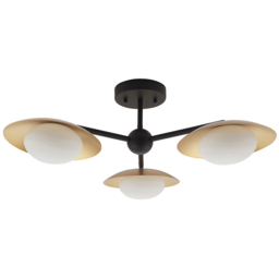 Merano Tivoli Gold and Dark Bronze 3 Light Ceiling Semi Flush