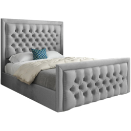 Rovigo Super King Size Grey Soft Velvet Upholstered Bed Frame with Deep Buttoned Headboard - thumbnail 2