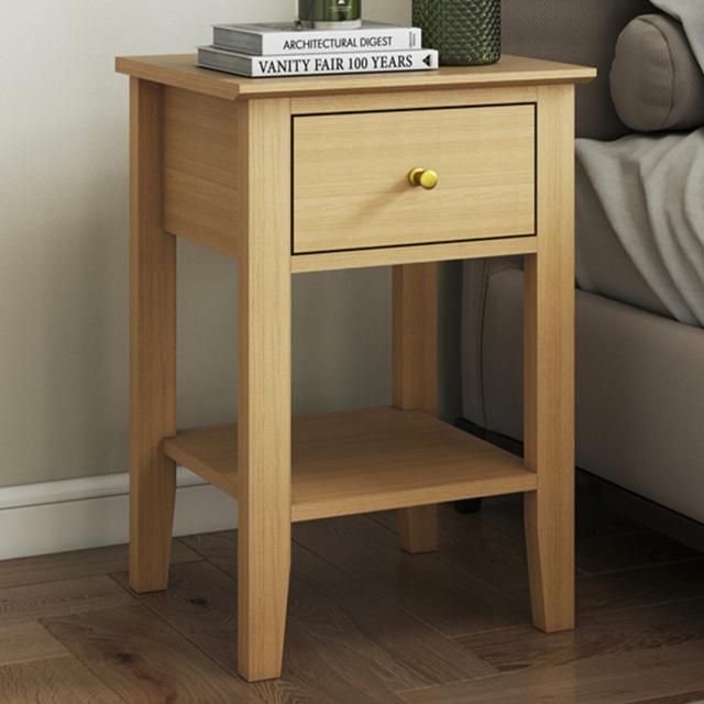 Core Products Henley Oak Effect Single Drawer Single Shelf Bedside Table - image 1