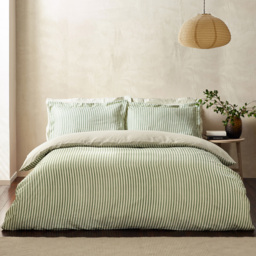 Yard Hebden Mélange Stripe Forest Double Cotton Duvet Set