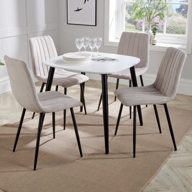Core Products Aspen White and Natural 4 Seater Square Dining Set - image 1