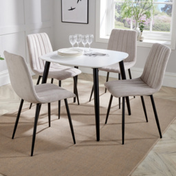 Core Products Aspen White and Natural 4 Seater Square Dining Set