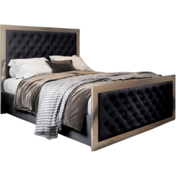 Maddison Black Single Velvet Upholstered Metal Bed Frame with Padded Headboard - thumbnail 2