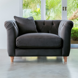 Elsie Chesterfield Midnight Plush Velvet Armchair