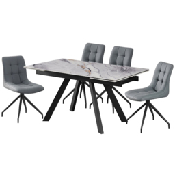 Elora Grey and Black Marble 8 Seater Dining Table - thumbnail 2