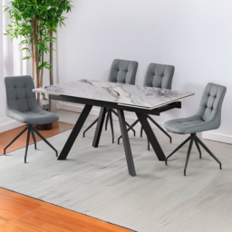 Elora Grey and Black Marble 8 Seater Dining Table