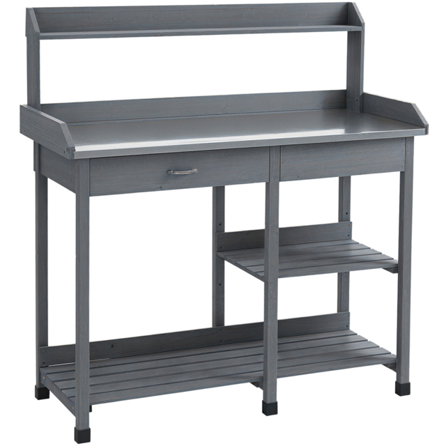 Outsunny Grey Wooden Potting Table - image 1