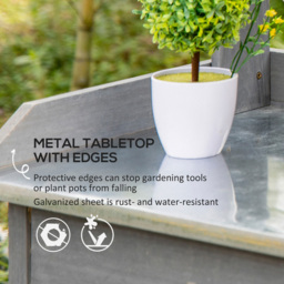 Outsunny Grey Wooden Potting Table - thumbnail 4