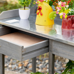 Outsunny Grey Wooden Potting Table - thumbnail 3