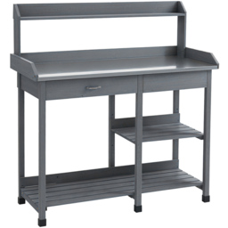 Outsunny Grey Wooden Potting Table - thumbnail 1