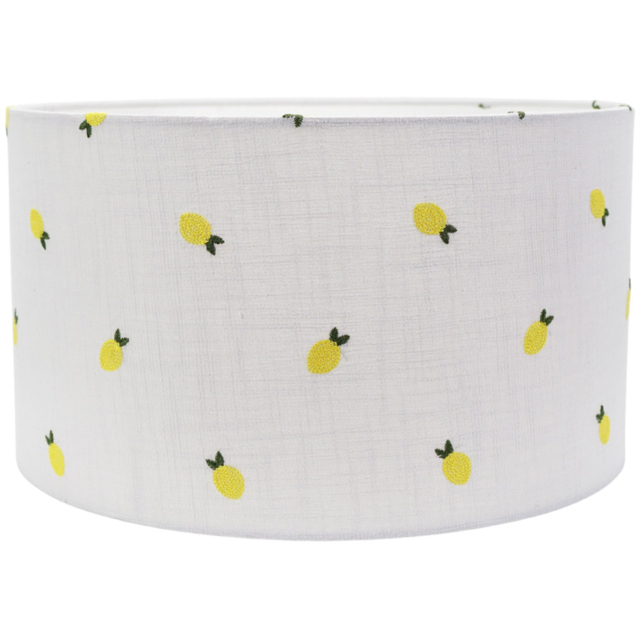 ValueLights Brae Natural White Lemon Embroidered Drum Lamp Shade Medium - image 1