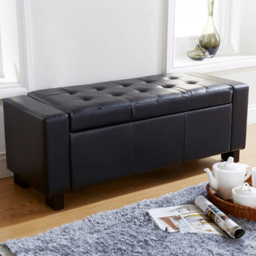 GFW Verona Black Ottoman Storage Bench