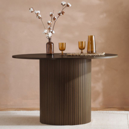 Birlea Axel Round Dark Brown 4 Seater Fluted Dining Table