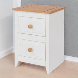 Capri 2 Drawer White Petite Bedside Table