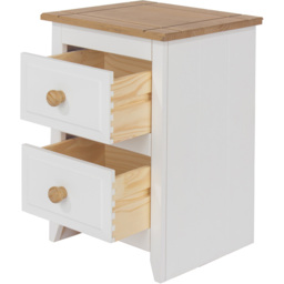 Capri 2 Drawer White Petite Bedside Table - thumbnail 4
