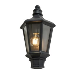 Rutland Outdoor Flush Wall Lantern - Black - thumbnail 2