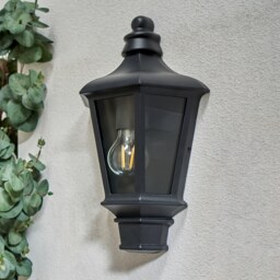 Rutland Outdoor Flush Wall Lantern - Black - thumbnail 3