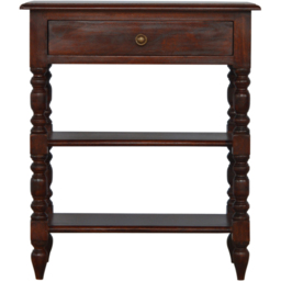 Artisan Furniture Cherry Single Drawer 2 Shelf Turned Legs Mango Wood Occasional Table - thumbnail 2