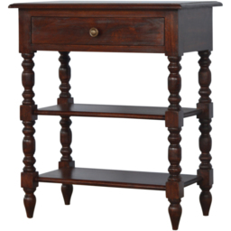 Artisan Furniture Cherry Single Drawer 2 Shelf Turned Legs Mango Wood Occasional Table - thumbnail 3