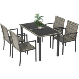 Outsunny Rattan 4 Seater Dining Set Mixed Grey - thumbnail 2
