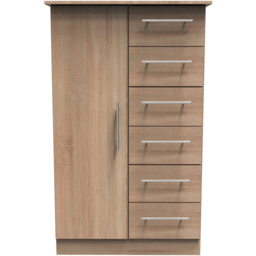 Crowndale Sherwood Bardolino Oak Single Door 6 Drawer Kids Wardrobe - thumbnail 2