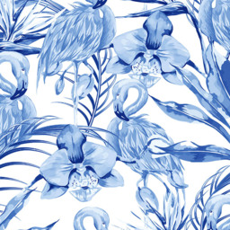 Origin Murals Paradise Flamingo Blue Wall Mural - thumbnail 2