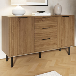 GFW Nervata Oak 2 Door 3 Drawer Sideboard