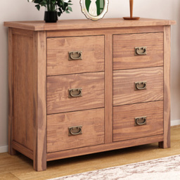Cabinet Bits Padua 6 Drawer Light Brown Chest of Drawers with Brass Drop Handle