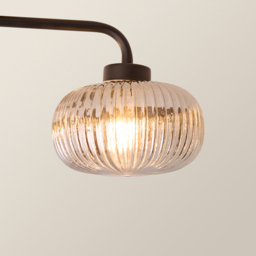 ValueLights Amaia Matt Black 3 Way Smoked Ribbed Glass LED Ceiling Light - thumbnail 4