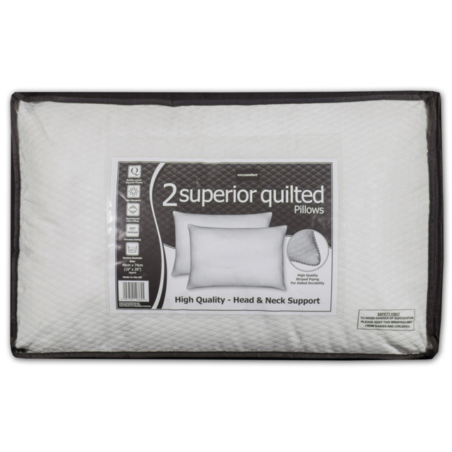 Easycomfort White Superior Quilted Jacquard Pillow 2 Pack