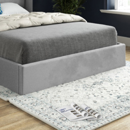Nuno Grey Small Single Velvet Upholstered Bed Frame with Straight Winged Headboard - thumbnail 4