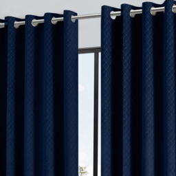 Alan Symonds Temple Velvet Blackout Ring Top Eyelet Curtains Navy 117 x 137cm - thumbnail 2
