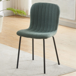 Bella Green Teddy Faux Fur Stitched Dining Chair Set of 4