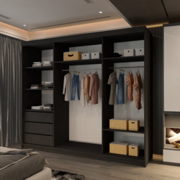 M N Furniture Manol 3 Door Black Mirrored Sliding Wardrobe 250cm - thumbnail 3