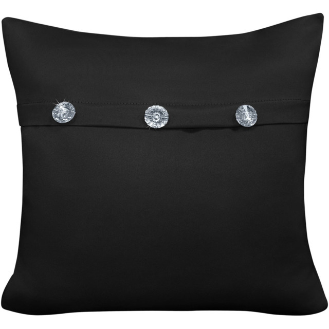 Velosso Black Diamante Mock Flap Filled Cushion 43 x 43cm 2 Pack - image 1