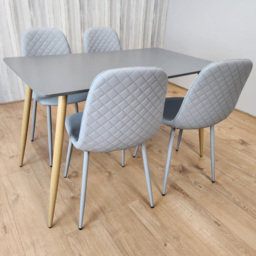 Portland 4 Seater Faux leather Dining Set Grey