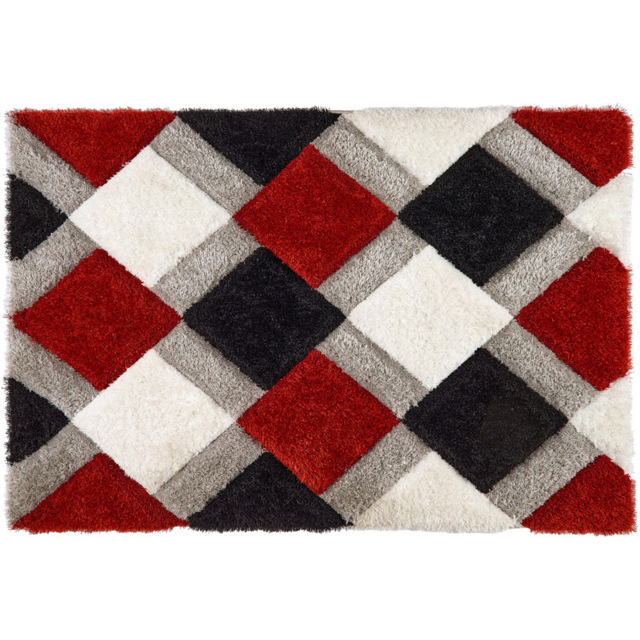 Origins 3D GEO Red Shaggy Rug 120 x 170cm - image 1