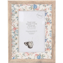 Floral Linen Wooden Frame